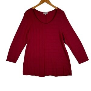 Habitat Womens Red Long Sleeve Textured Knit Tunic Top Size L